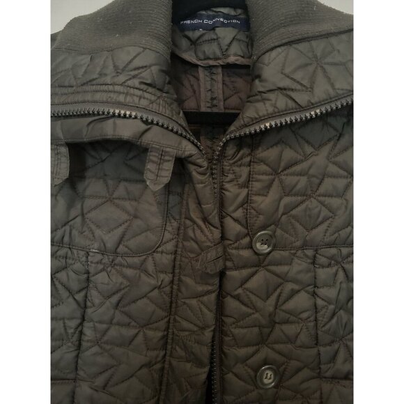 French Connection Women’s Bomber Puffer Jacket Coat Dark Green, Quilted, Size S - Picture 3 of 9